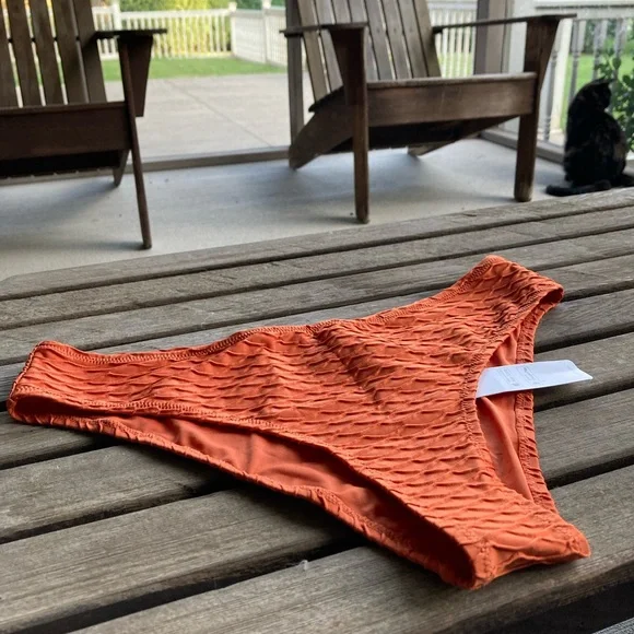 Cupshe dark orange textured bikini bottom XXL New with tags - Picture 2 of 5